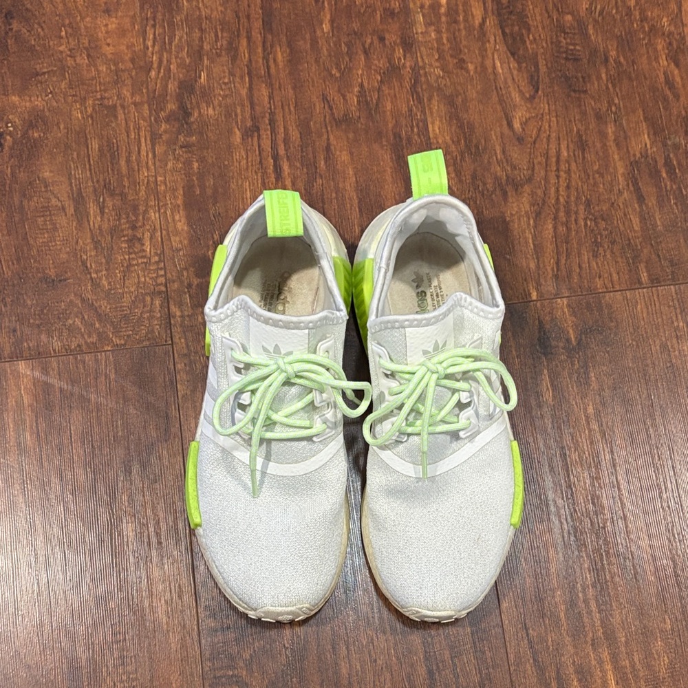 adidas White Sneakers with Neon Green Accents - Picture 11 of 12